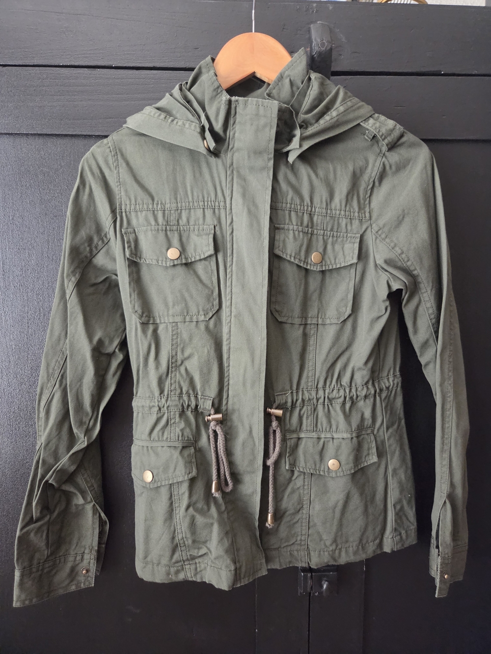 Women's Chocolate USA Olive Colored Utility Hooded Jacket ~ Size S